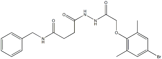 N-benzyl-4-{2-[2-(4-bromo-2,6-dimethylphenoxy)acetyl]hydrazino}-4-oxobutanamide,,结构式