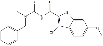 N-benzyl-N'-[(3-chloro-6-methoxy-1-benzothiophen-2-yl)carbonyl]-N-methylthiourea Struktur