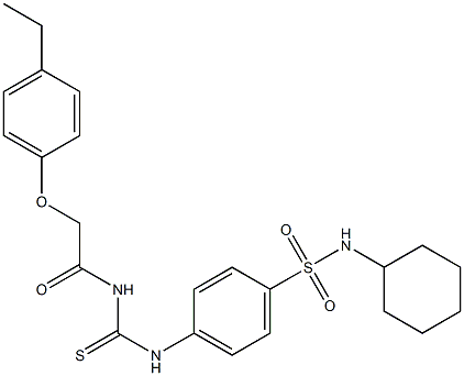 N-cyclohexyl-4-[({[2-(4-ethylphenoxy)acetyl]amino}carbothioyl)amino]benzenesulfonamide,,结构式