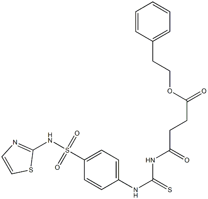 phenethyl 4-oxo-4-[({4-[(1,3-thiazol-2-ylamino)sulfonyl]anilino}carbothioyl)amino]butanoate Structure
