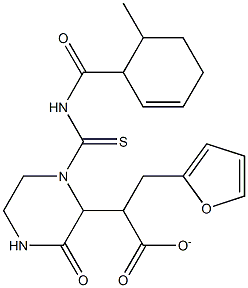 tetrahydro-2-furanylmethyl 2-(1-{[(2-methylbenzoyl)amino]carbothioyl}-3-oxo-2-piperazinyl)acetate,,结构式