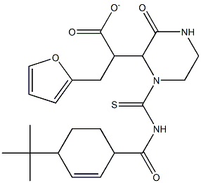 tetrahydro-2-furanylmethyl 2-[1-({[4-(tert-butyl)benzoyl]amino}carbothioyl)-3-oxo-2-piperazinyl]acetate 化学構造式