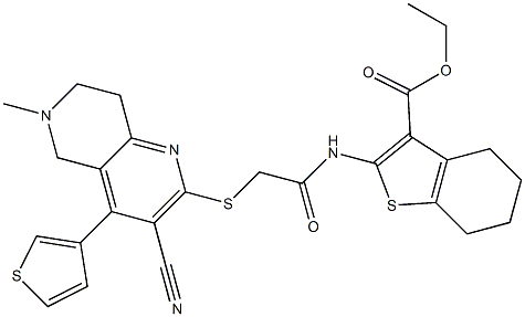 ethyl 2-[(2-{[3-cyano-6-methyl-4-(3-thienyl)-5,6,7,8-tetrahydro[1,6]naphthyridin-2-yl]sulfanyl}acetyl)amino]-4,5,6,7-tetrahydro-1-benzothiophene-3-carboxylate