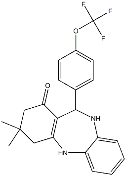 3,3-dimethyl-11-[4-(trifluoromethoxy)phenyl]-2,3,4,5,10,11-hexahydro-1H-dibenzo[b,e][1,4]diazepin-1-one,,结构式