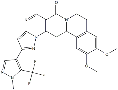 11,12-dimethoxy-2-[1-methyl-5-(trifluoromethyl)-1H-pyrazol-4-yl]-8,9,13b,14-tetrahydro-6H-pyrazolo[5'',1'':2',3']pyrimido[4',5':4,5]pyrido[2,1-a]isoquinolin-6-one|