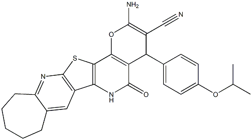 2-amino-4-(4-isopropoxyphenyl)-5-oxo-4,5,6,8,9,10,11,12-octahydrocyclohepta[b]pyrano[2'',3'':4',5']pyrido[2',3':4,5]thieno[3,2-e]pyridine-3-carbonitrile Structure
