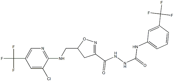 2-{[5-({[3-chloro-5-(trifluoromethyl)-2-pyridinyl]amino}methyl)-4,5-dihydro-3-isoxazolyl]carbonyl}-N-[3-(trifluoromethyl)phenyl]-1-hydrazinecarboxamide Structure