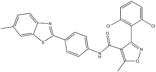 3-(2,6-dichlorophenyl)-5-methyl-N-[4-(6-methyl-1,3-benzothiazol-2-yl)phenyl]-4-isoxazolecarboxamide Structure