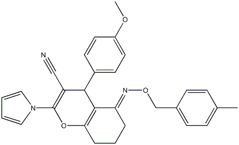 4-(4-methoxyphenyl)-5-{[(4-methylbenzyl)oxy]imino}-2-(1H-pyrrol-1-yl)-5,6,7,8-tetrahydro-4H-chromene-3-carbonitrile Structure