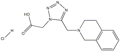 [5-(3,4-dihydroisoquinolin-2(1H)-ylmethyl)-1H-tetrazol-1-yl]acetic acid hydrochloride 化学構造式