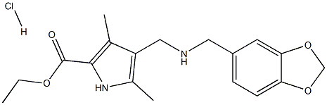 ethyl 4-{[(1,3-benzodioxol-5-ylmethyl)amino]methyl}-3,5-dimethyl-1H-pyrrole-2-carboxylate hydrochloride,,结构式