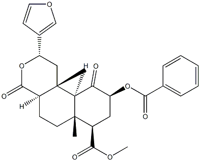 (2S,4aR,6aR,7R,9S,10aS,10bR)-Methyl 9-(benzoyloxy)-2-(furan-3-yl)-dodecahydro-6a,10b-dimethyl-4,10-dioxo-1H-benzo[f]isochromene-7-carboxylate,,结构式