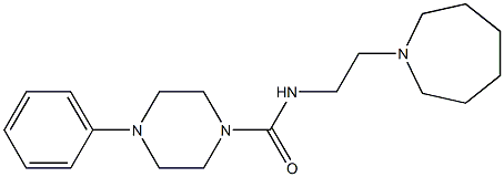 4-フェニル-N-[2-(1-アザシクロヘプタン-1-イル)エチル]ピペラジン-1-カルボアミド 化学構造式