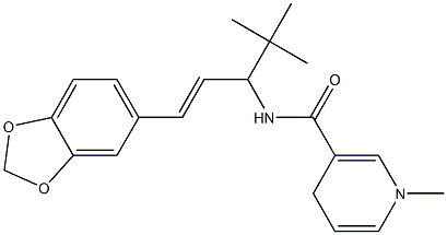 N-[(E)-1-(3,4-メチレンジオキシフェニル)-4,4-ジメチル-1-ペンテン-3-イル]-1-メチル-1,4-ジヒドロ-3-ピリジンカルボアミド 化学構造式