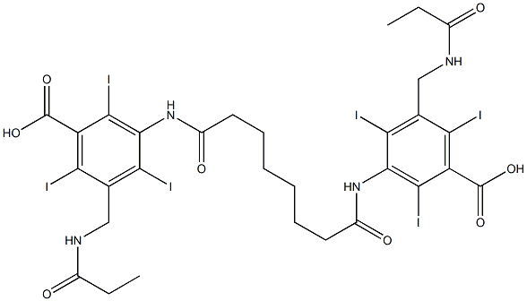 3,3'-(Suberoyldiimino)bis[5-(propionylaminomethyl)-2,4,6-triiodobenzoic acid] 结构式