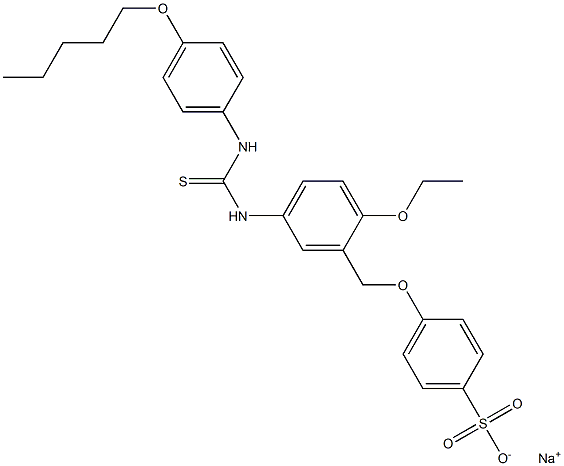 p-[[5-[3-[p-(ペンチルオキシ)フェニル]チオウレイド]-2-エトキシフェニル]メトキシ]ベンゼンスルホン酸ナトリウム 化学構造式