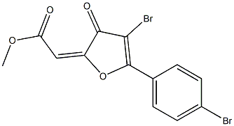 2-メトキシカルボニルメチレン-4-ブロモ-5-(4-ブロモフェニル)フラン-3(2H)-オン 化学構造式