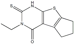 1,2,6,7-Tetrahydro-3-ethyl-2-thioxo-5H-cyclopenta[4,5]thieno[2,3-d]pyrimidin-4(3H)-one Struktur