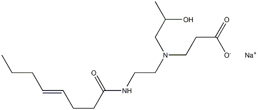 3-[N-(2-ヒドロキシプロピル)-N-[2-(4-オクテノイルアミノ)エチル]アミノ]プロピオン酸ナトリウム 化学構造式