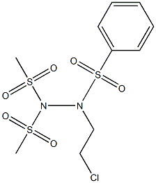 1-(2-クロロエチル)-2,2-ビス(メチルスルホニル)-1-(フェニルスルホニル)ヒドラジン 化学構造式