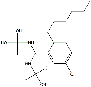 3-[Bis[(1,1-dihydroxyethyl)amino]methyl]-4-hexylphenol 结构式