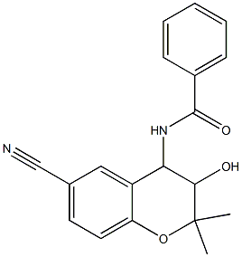 4-Benzoylamino-3,4-dihydro-3-hydroxy-2,2-dimethyl-2H-1-benzopyran-6-carbonitrile Structure