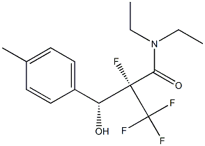 (2R,3R)-N,N-ジエチル-2-フルオロ-2-トリフルオロメチル-3-ヒドロキシ-3-(4-メチルフェニル)プロピオンアミド 化学構造式