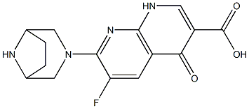 6-Fluoro-1,4-dihydro-4-oxo-7-(3,8-diazabicyclo[3.2.1]octan-3-yl)-1,8-naphthyridine-3-carboxylic acid,,结构式
