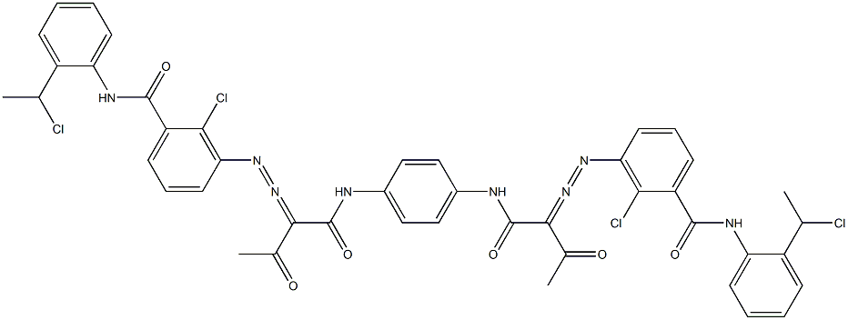 3,3'-[1,4-Phenylenebis[iminocarbonyl(acetylmethylene)azo]]bis[N-[2-(1-chloroethyl)phenyl]-2-chlorobenzamide] Structure