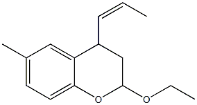 2-エトキシ-3,4-ジヒドロ-4-[(Z)-1-プロペニル]-6-メチル-2H-1-ベンゾピラン 化学構造式