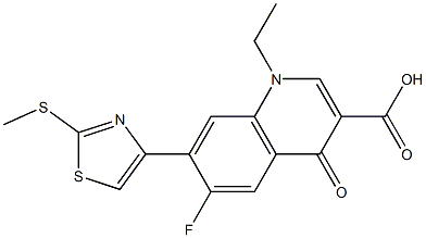 1,4-Dihydro-1-ethyl-4-oxo-6-fluoro-7-[2-(methylthio)thiazol-4-yl]quinoline-3-carboxylic acid Struktur