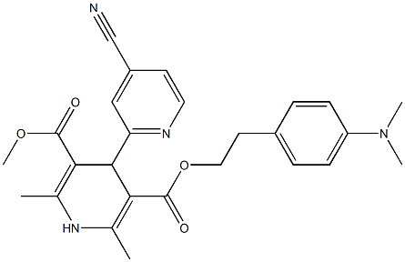 2,6-Dimethyl-4-(4-cyano-2-pyridyl)-1,4-dihydropyridine-3,5-dicarboxylic acid 3-methyl 5-[2-[4-dimethylaminophenyl]ethyl] ester,,结构式