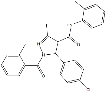 N-(2-メチルフェニル)-5-(4-クロロフェニル)-1-(2-メチルベンゾイル)-3-メチル-4,5-ジヒドロ-1H-ピラゾール-4-カルボアミド 化学構造式