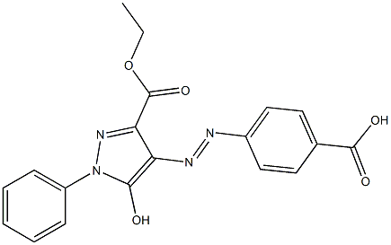 p-(3-エトキシカルボニル-5-ヒドロキシ-1-フェニル-1H-ピラゾール-4-イル)アゾ安息香酸 化学構造式