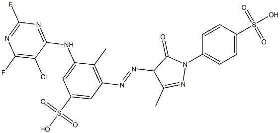  3-[(5-Chloro-2,6-difluoro-4-pyrimidinyl)amino]-5-[[[4,5-dihydro-3-methyl-5-oxo-1-(4-sulfophenyl)-1H-pyrazol]-4-yl]azo]-4-methylbenzenesulfonic acid