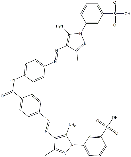 3-[5-Amino-4-[[4-[[4-[[5-amino-3-methyl-1-(3-sulfophenyl)-1H-pyrazol-4-yl]azo]benzoyl]amino]phenyl]azo]-3-methyl-1H-pyrazol-1-yl]benzenesulfonic acid Structure