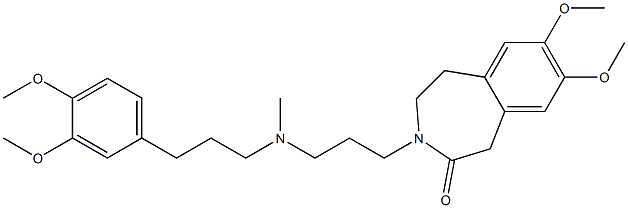 4,5-Dihydro-7,8-dimethoxy-3-[3-[N-methyl-3-(3,4-dimethoxyphenyl)propylamino]propyl]-1H-3-benzazepin-2(3H)-one Struktur