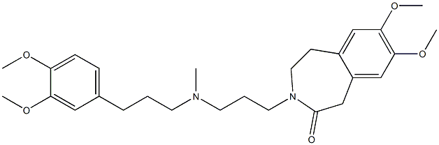 4,5-Dihydro-7,8-dimethoxy-3-[3-[N-methyl-3-(3,4-dimethoxyphenyl)propylamino]propyl]-1H-3-benzazepin-2(3H)-one,,结构式