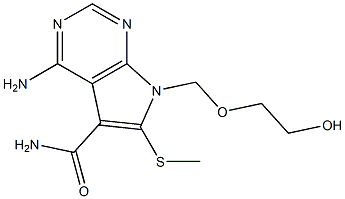 4-Amino-6-methylthio-7-(2-hydroxyethoxymethyl)-7H-pyrrolo[2,3-d]pyrimidine-5-carboxamide,,结构式