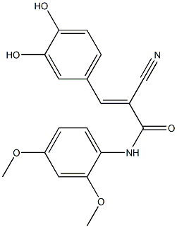 2-Cyano-3-(3,4-dihydroxyphenyl)-N-(2,4-dimethoxyphenyl)acrylamide,,结构式