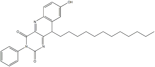 3-フェニル-10-ドデシル-8-ヒドロキシピリミド[5,4-b]キノリン-2,4(3H,10H)-ジオン 化学構造式