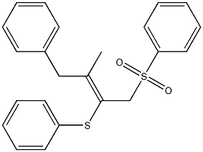 4-Phenyl-3-methyl-1-phenylsulfonyl-2-phenylthio-2-butene,,结构式
