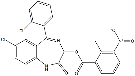 1,3-Dihydro-5-(2-chlorophenyl)-7-chloro-2-oxo-2H-1,4-benzodiazepin-3-ol 2-methyl-3-nitrobenzoate Structure