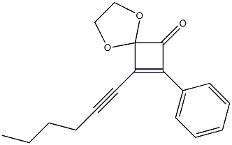 8-(1-Hexynyl)-7-phenyl-1,4-dioxaspiro[4.3]oct-7-en-6-one Struktur
