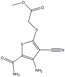 [[4-Amino-3-cyano-5-carbamoylthiophen-2-yl]thio]acetic acid methyl ester Structure