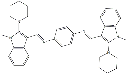 3,3'-[p-Phenylenebis(nitrilomethylidyne)]bis(2-piperidino-1-methyl-1H-indole) Struktur
