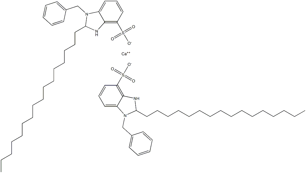 ビス(1-ベンジル-2,3-ジヒドロ-2-ヘキサデシル-1H-ベンゾイミダゾール-4-スルホン酸)カルシウム 化学構造式