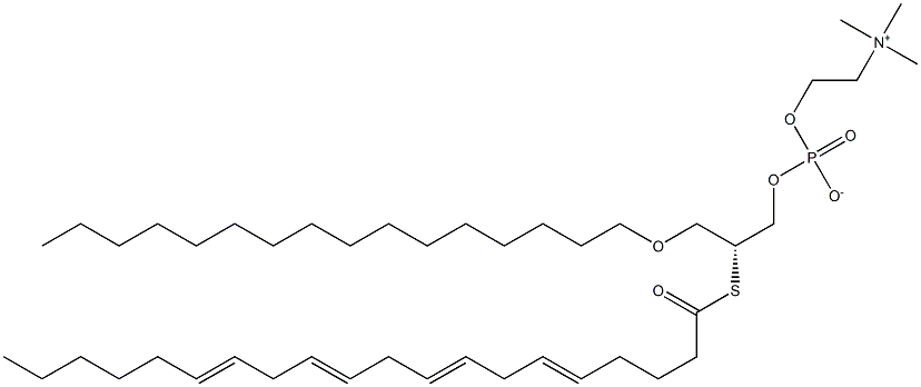 N,N,N-Trimethyl-2-[[[(R)-2-(1-oxo-5,8,11,14-icosatetrenylthio)-4-oxaicosan-1-yloxy]phosphinato]oxy]ethanaminium Struktur