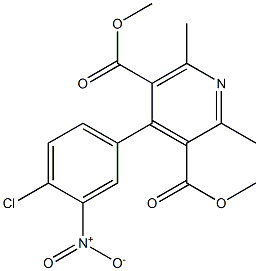 2,6-Dimethyl-4-(4-chloro-3-nitrophenyl)pyridine-3,5-dicarboxylic acid dimethyl ester 结构式