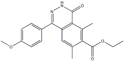 1-(4-Methoxyphenyl)-3,4-dihydro-4-oxo-5,7-dimethylphthalazine-6-carboxylic acid ethyl ester Struktur